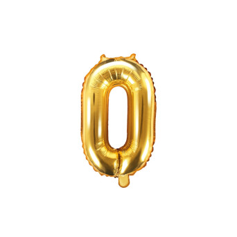 Foil balloon 35 cm Number "0", gold