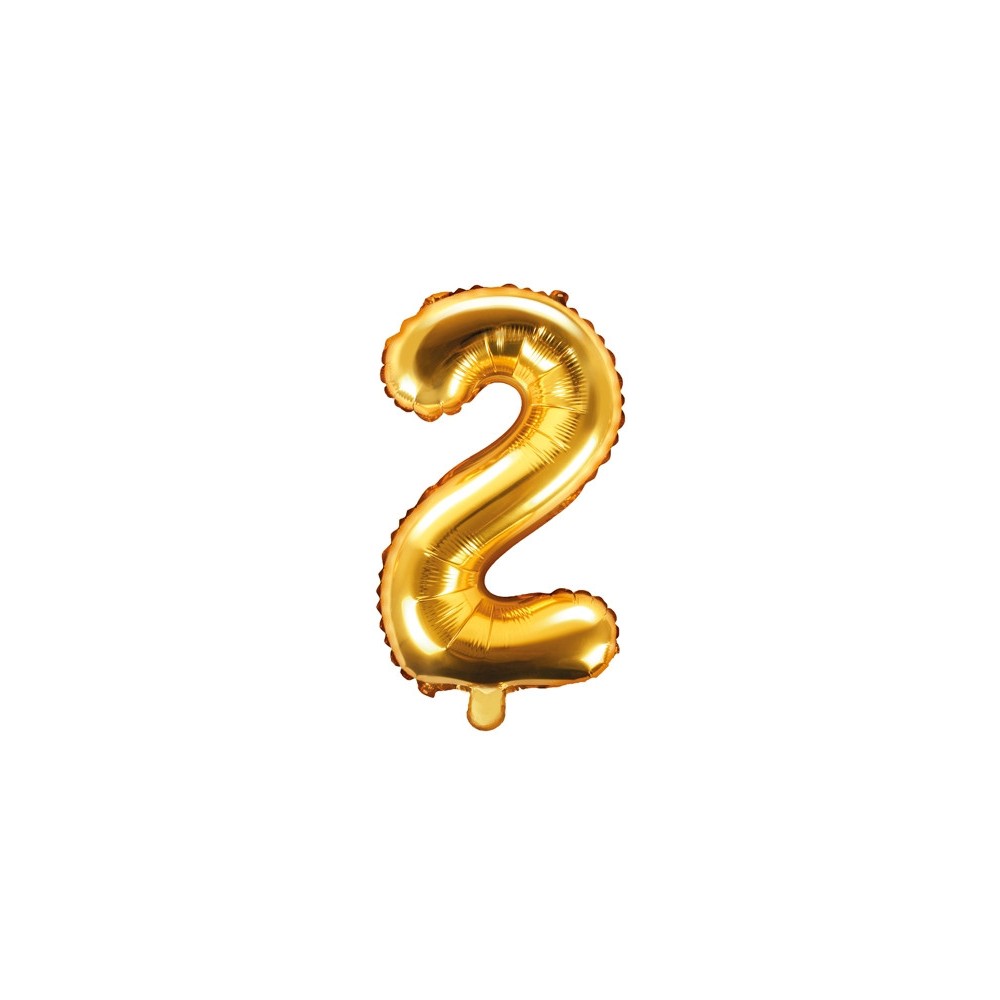 Foil balloon 35 cm Number "2", gold