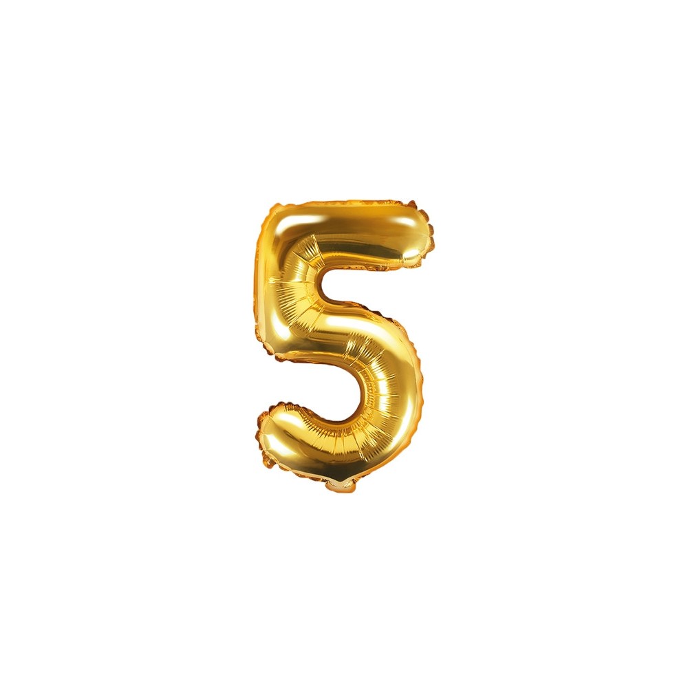 Foil balloon 35 cm Number "5", gold