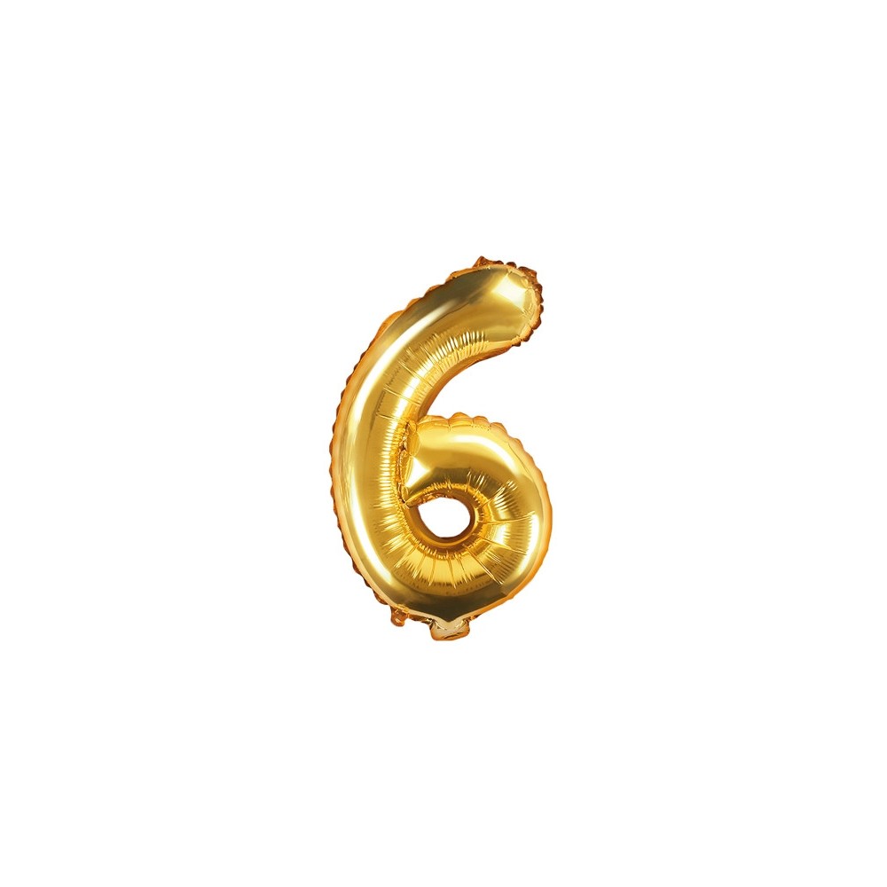 Foil balloon 35 cm Number "6", gold