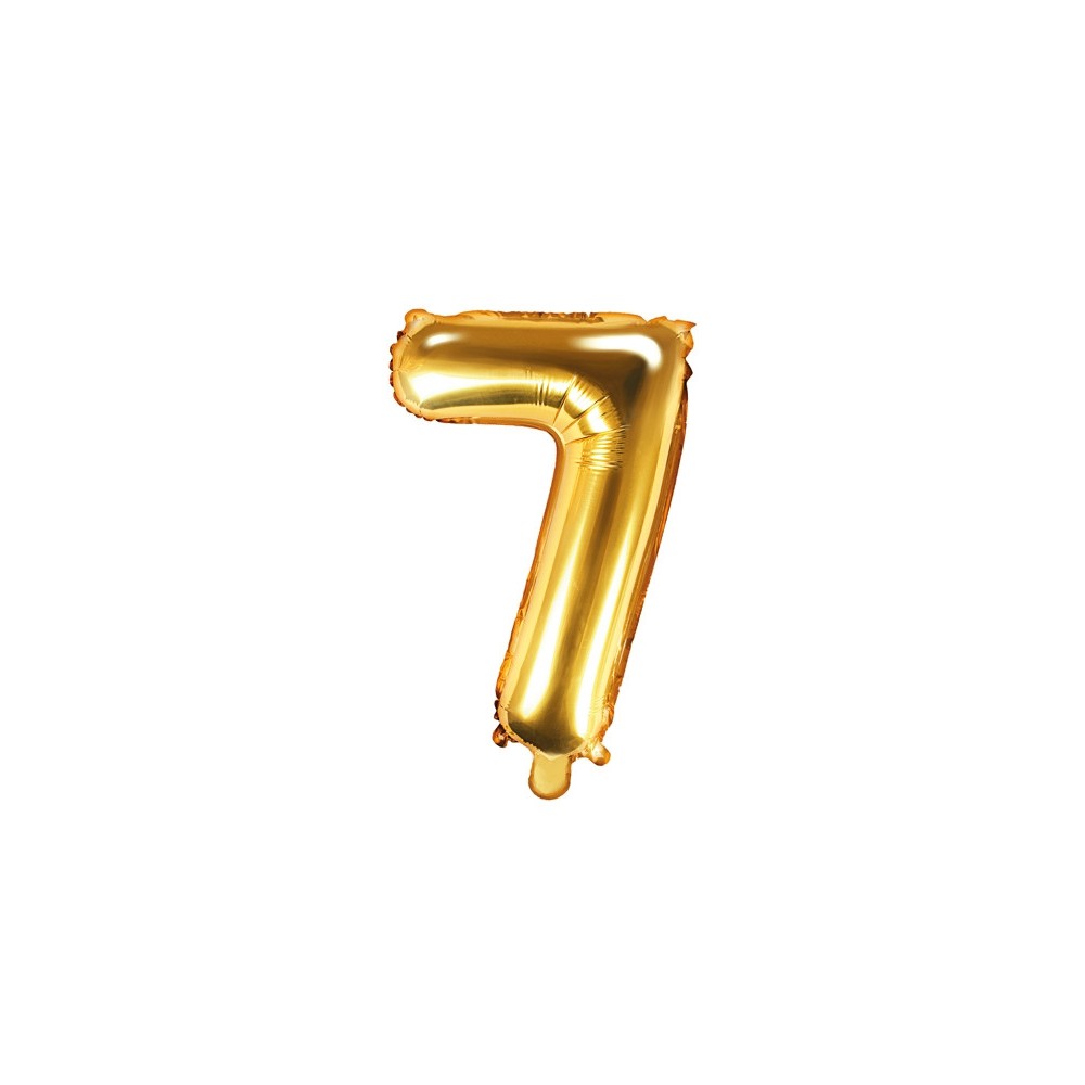 Balon foliowy cyfra 7 - złoty, 35 cm