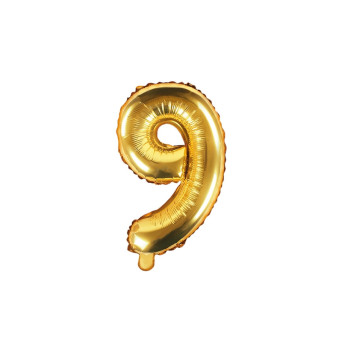 Foil balloon 35 cm Number "9", gold