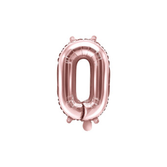 Foil balloon 35 cm number "0", pink gold