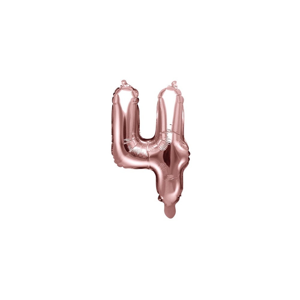 Foil balloon 35 cm number "4", pink gold
