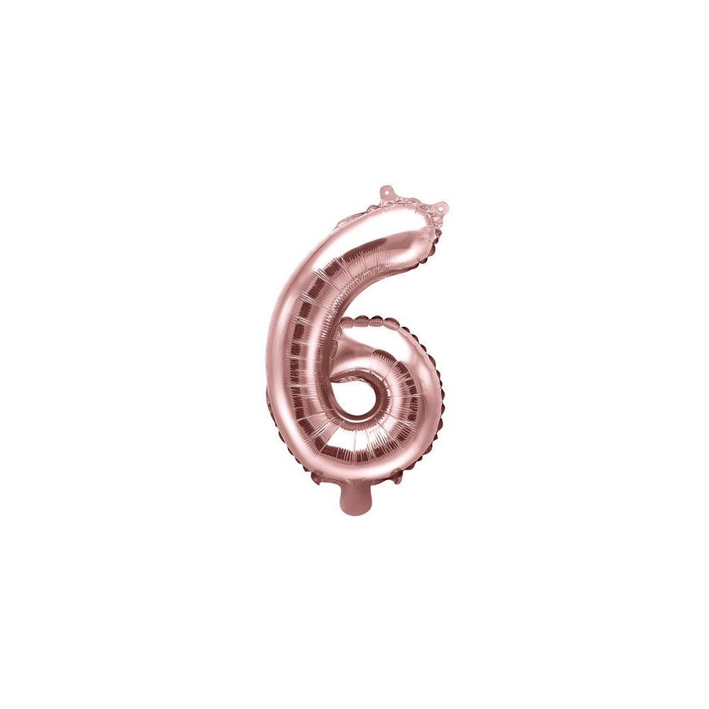 Foil balloon 35 cm number "6", pink gold