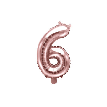 Foil balloon 35 cm number "6", pink gold
