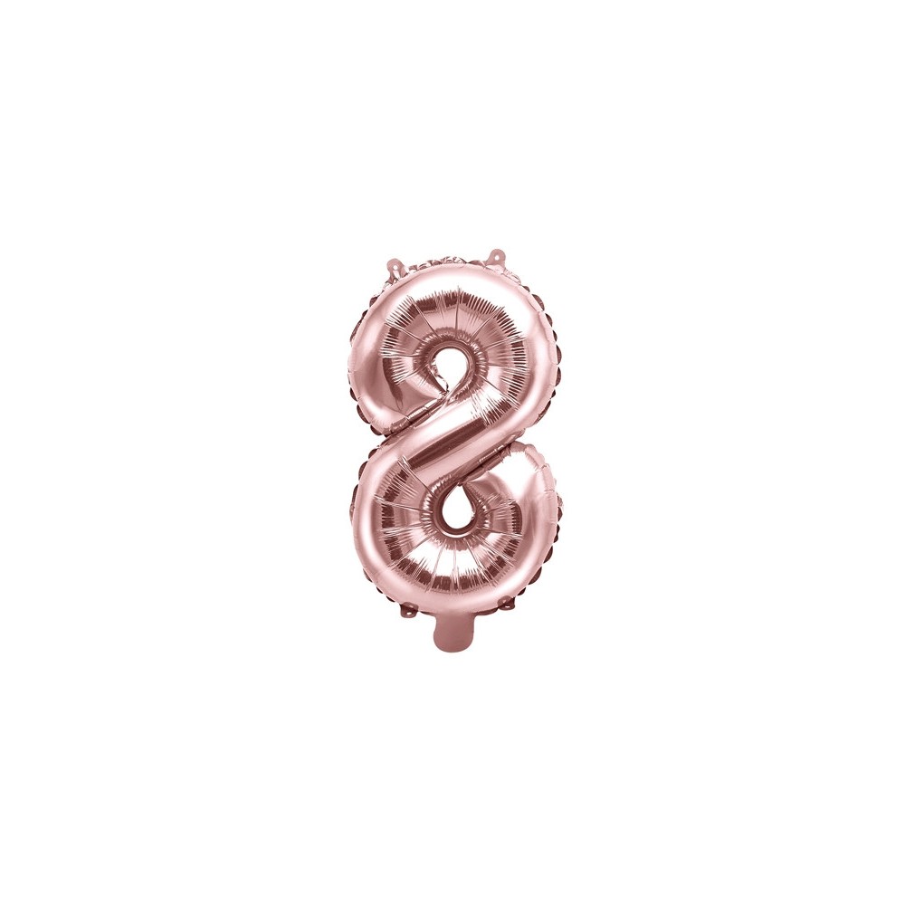 Foil balloon 35 cm number "8", pink gold