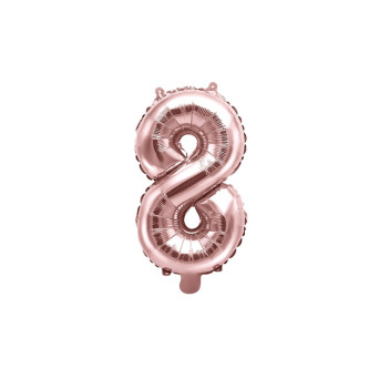Foil balloon 35 cm number "8", pink gold