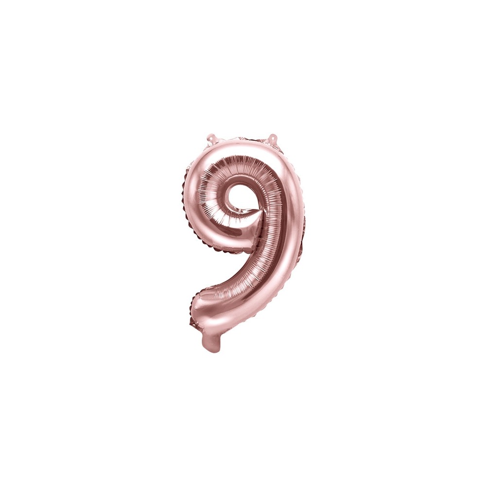 Foil balloon 35 cm number "9", pink gold
