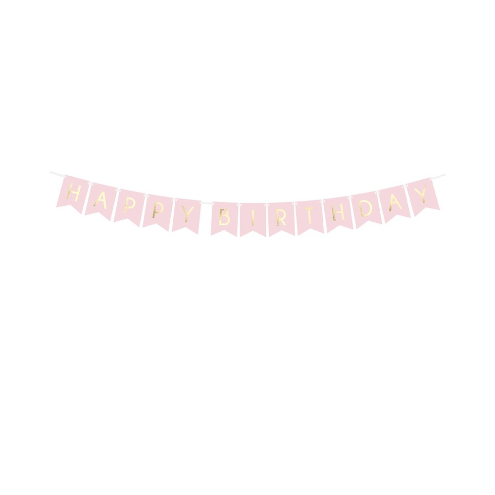 Banner Happy Birthday - light pink, 15 x 175 cm