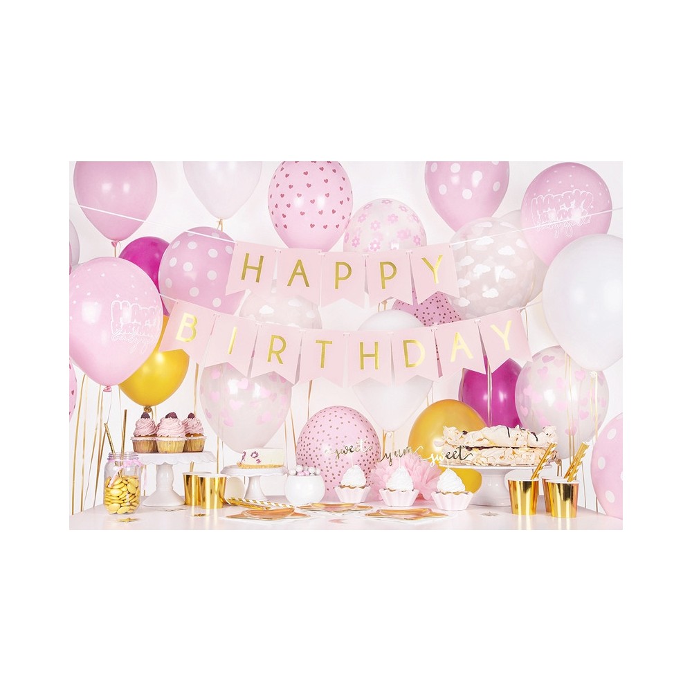Banner Happy Birthday - light pink, 15 x 175 cm