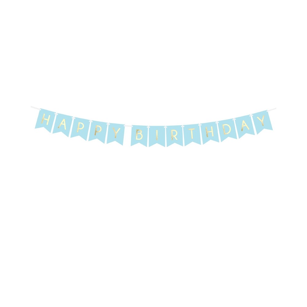 Banner Happy Birthday - light blue, 15 x 175 cm