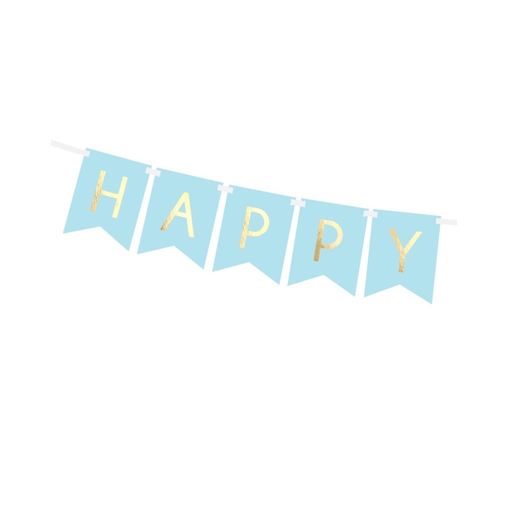 Baner Happy Birthday - jasnoniebieski, 15 x 175 cm