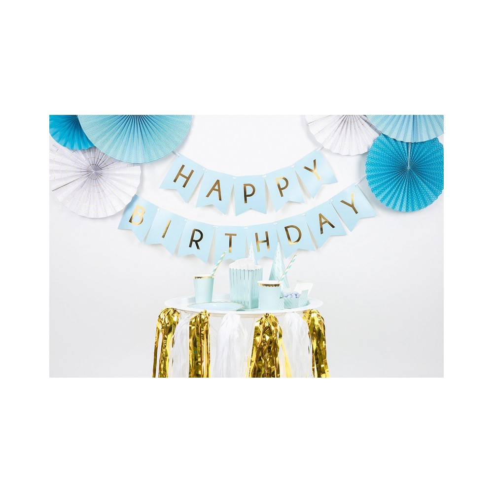 Banner Happy Birthday - light blue, 15 x 175 cm