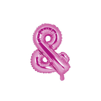 Balon foliowy "&" - różowy, 35 cm