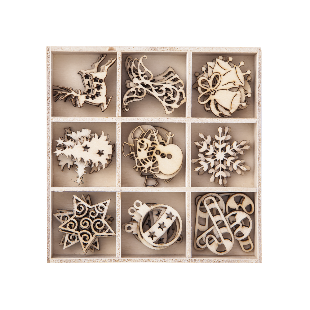 Wooden shapes Christmas 2, 45 pcs