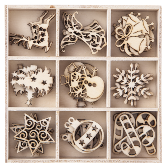 Wooden shapes Christmas 2, 45 pcs