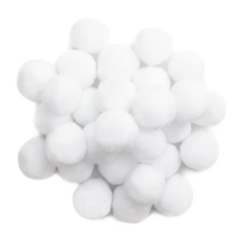 Polyester pompoms - white, 30 pcs