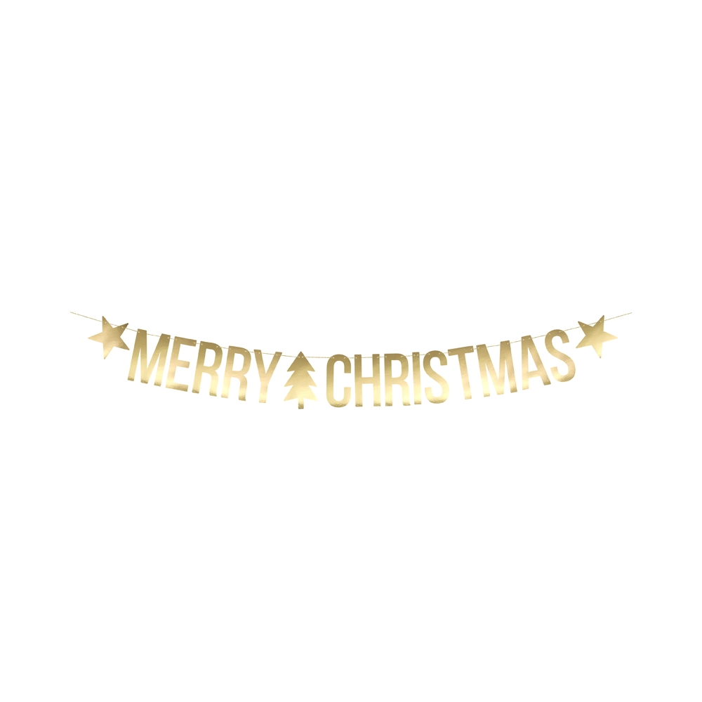 Banner Merry Christmas gold, 10,5 x 150 cm, 1 pc