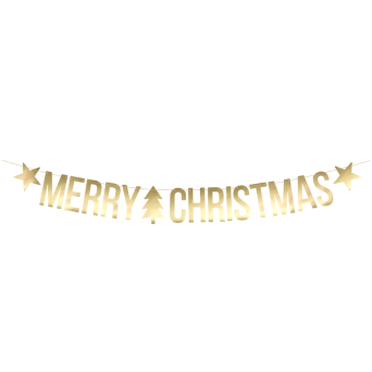 Baner świąteczny Merry Christmas - złoty, 10,5 x 150 cm