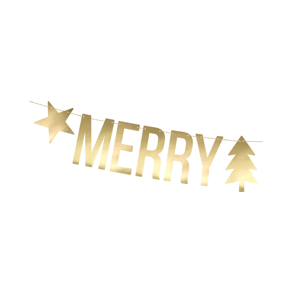 Banner Merry Christmas gold, 10,5 x 150 cm, 1 pc