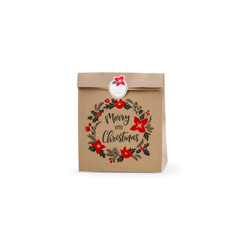 Gift bags Merry Little Christmas - kraft, 3 pcs