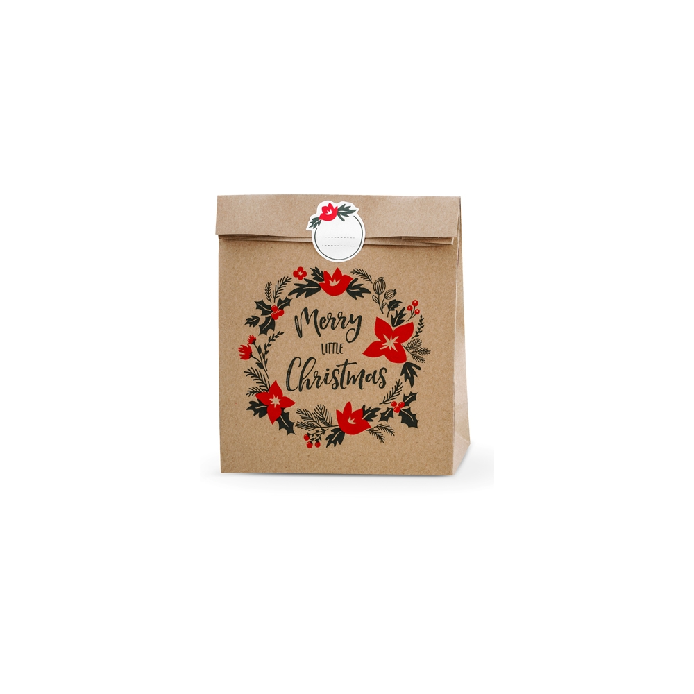 Gift bags Merry Little Christmas - kraft, 3 pcs