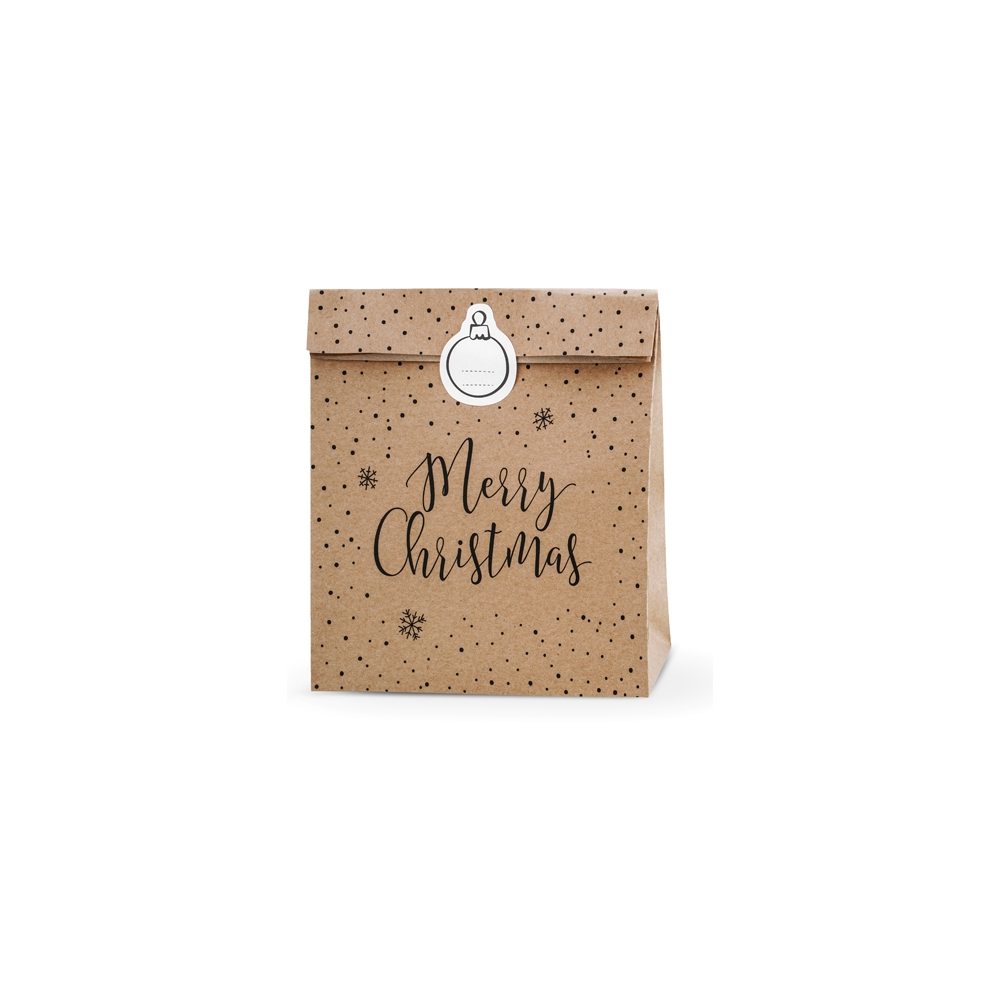 Gift bags Merry Christmas - kraft, 3 pcs