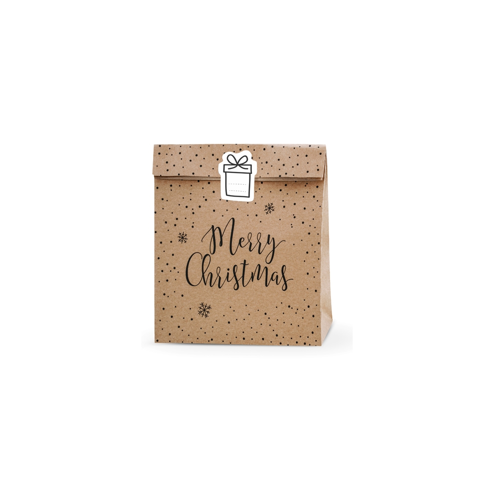 Gift bags Merry Christmas - kraft, 3 pcs