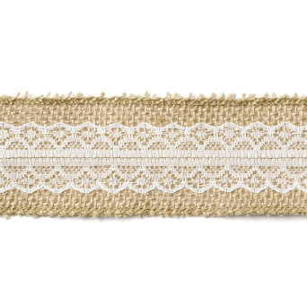 Taśma jutowa z koronką - 5 cm x 5 m