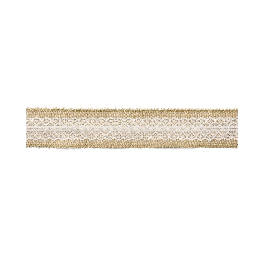 Taśma jutowa z koronką - 5 cm x 5 m