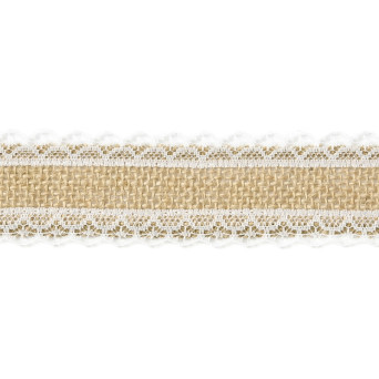 Taśma jutowa z koronką - 4 cm x 5 m