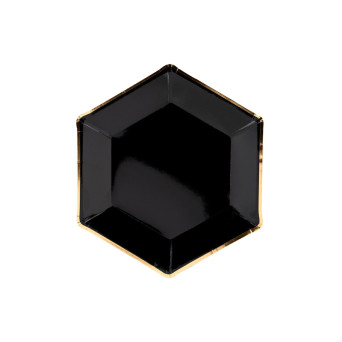 Let's Celebrate plates - black and gold, 23 cm, 6 pcs.
