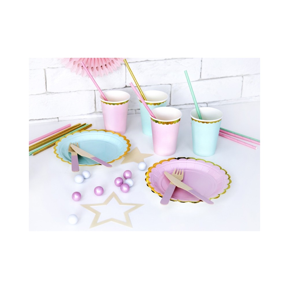 Paper cups - pink and gold, 220 ml, 6 pcs.
