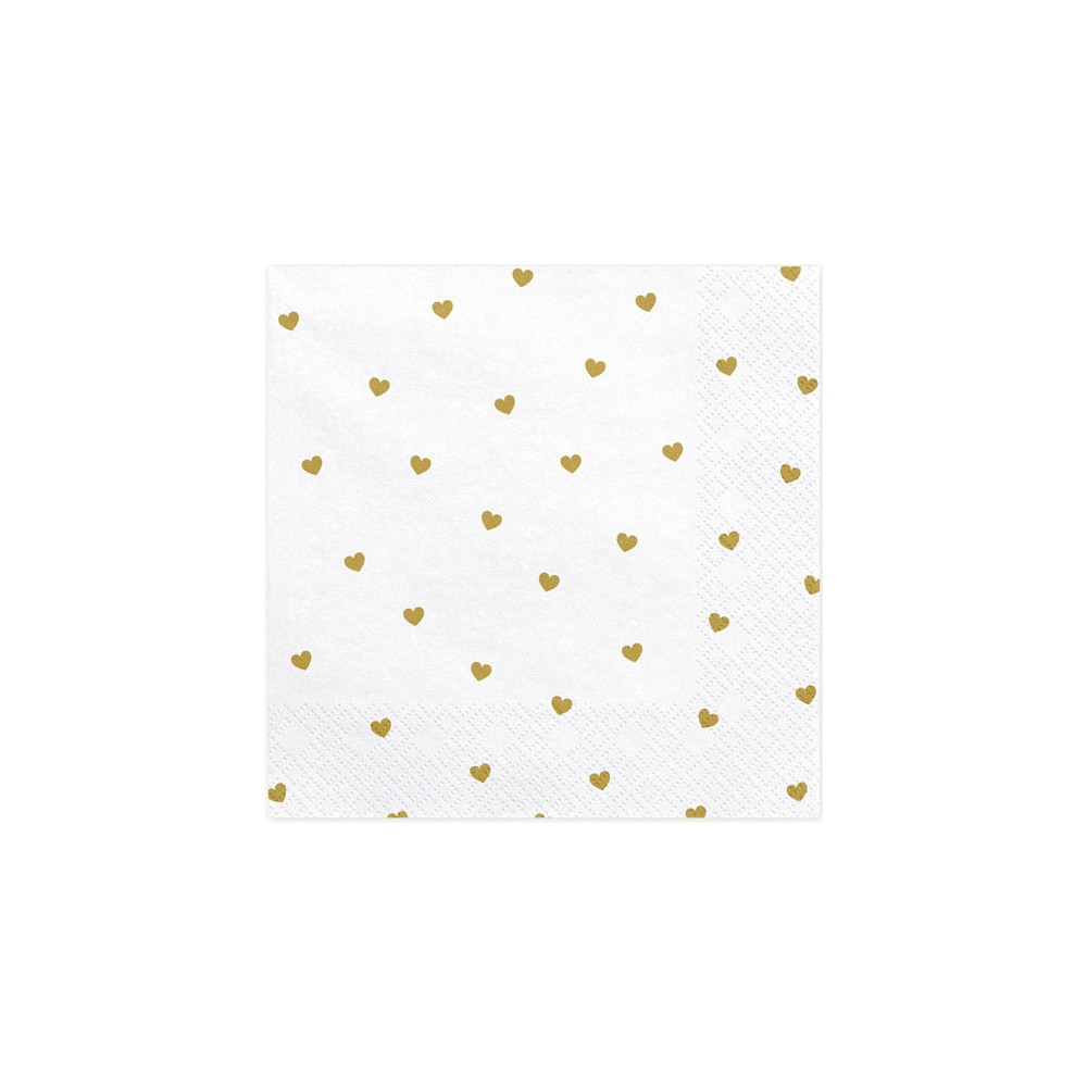 Decorative napkins, Hearts, golden print
