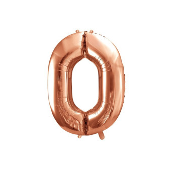 Foil balloon number 0 - rose gold, 86 cm