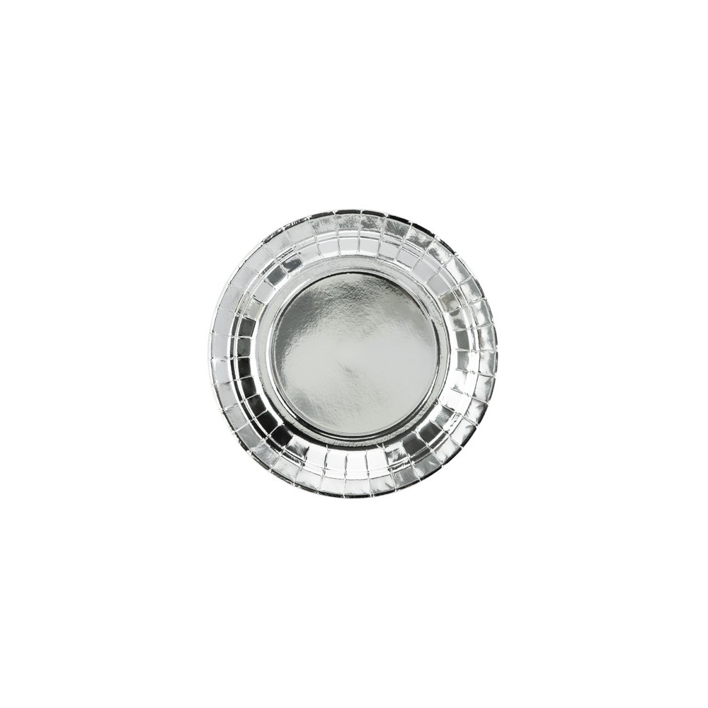 Round plates - silver, metallic, 6 pcs.