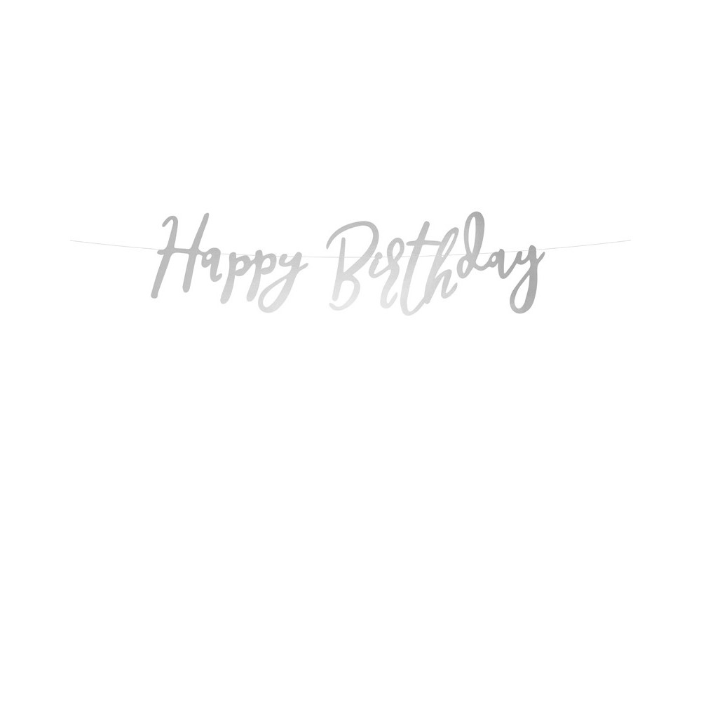 Baner Happy Birthday - srebrny