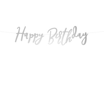 Happy Birthday banner - silver, 1 pc.