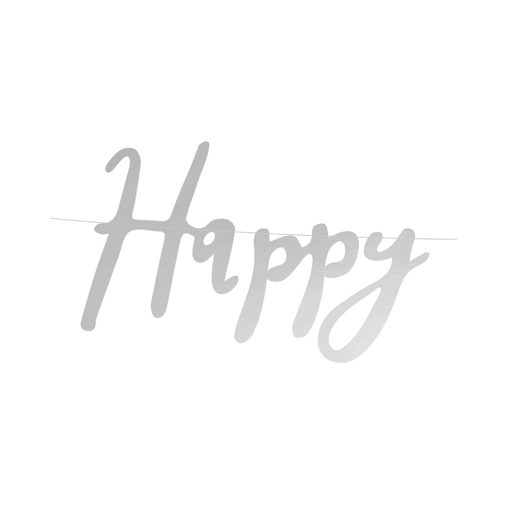 Baner Happy Birthday - srebrny