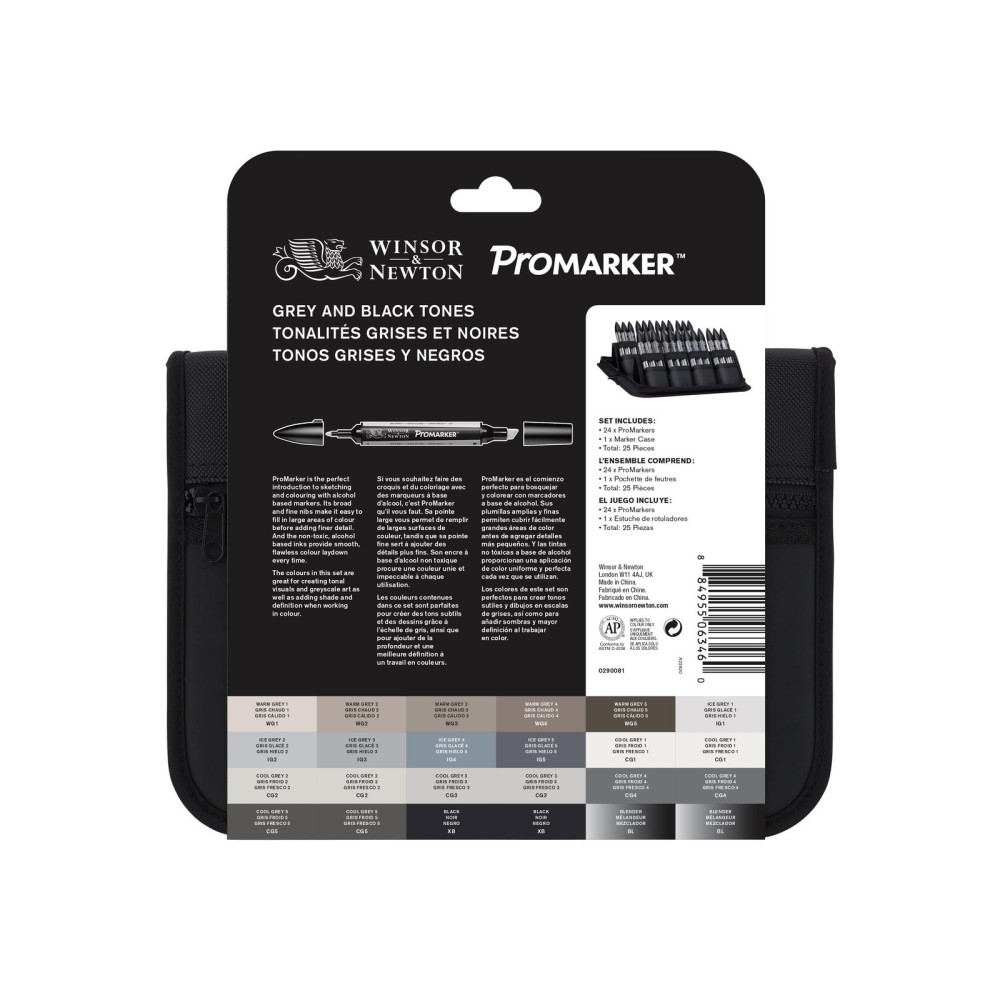 Zestaw Promarker - Winsor & Newton - Black & Grey, 24 szt.
