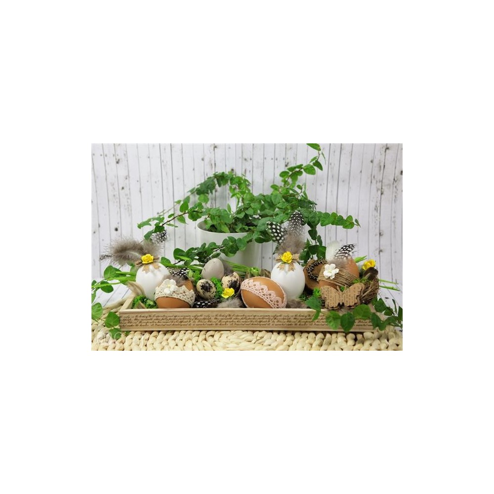 Quail eggs with feathers 4 cm, 12 pcs - White