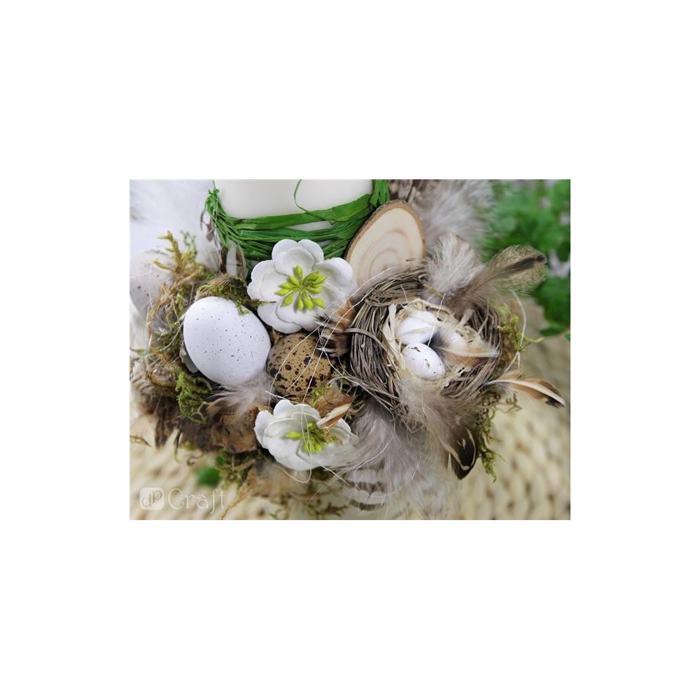 Jajka przepiórcze z piórami - DpCraft - białe, 4 cm, 12 szt.