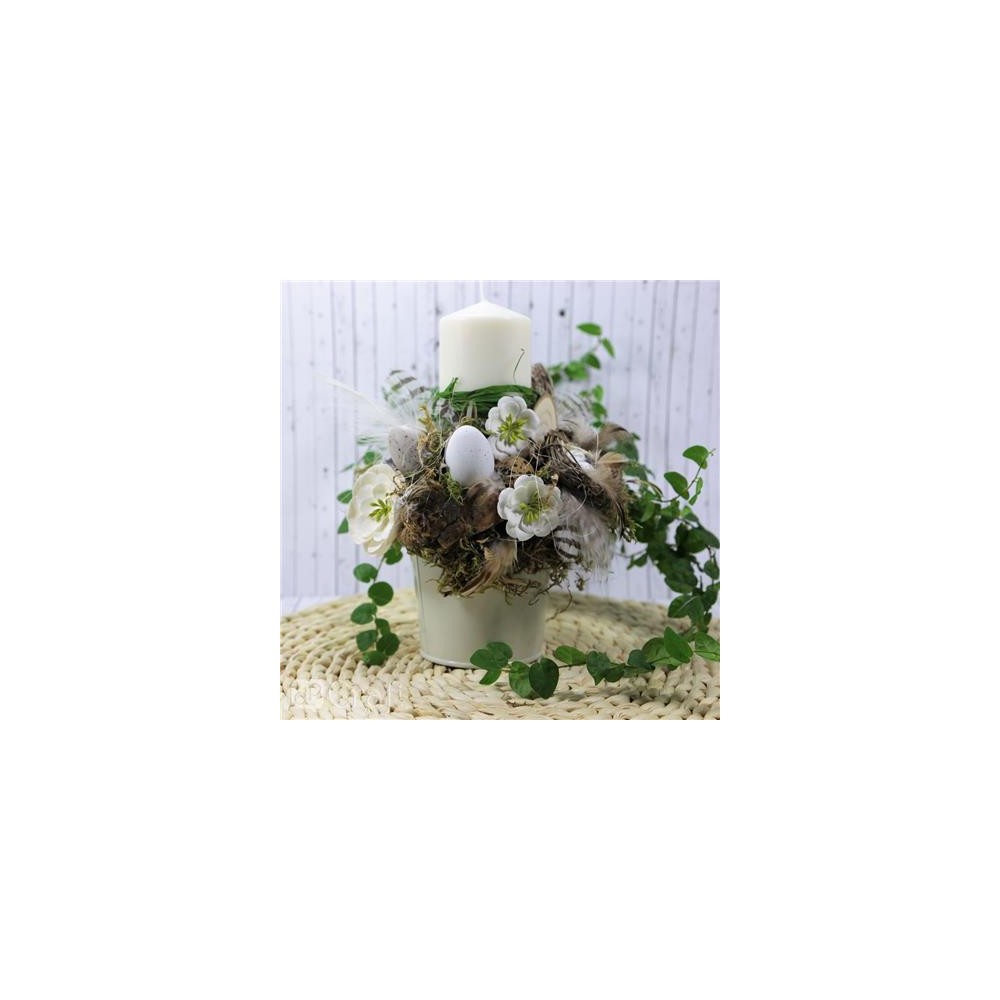 Quail eggs with feathers - beige, 4 cm, 12 pcs.