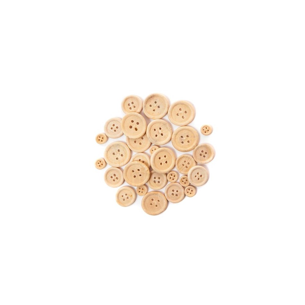Guziki drewniane - DpCraft - naturalne, 30 szt.
