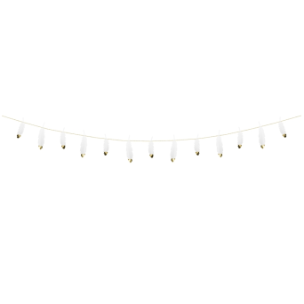 Girlanda Piórka, białe ze złotymi końcówkami - 160 cm