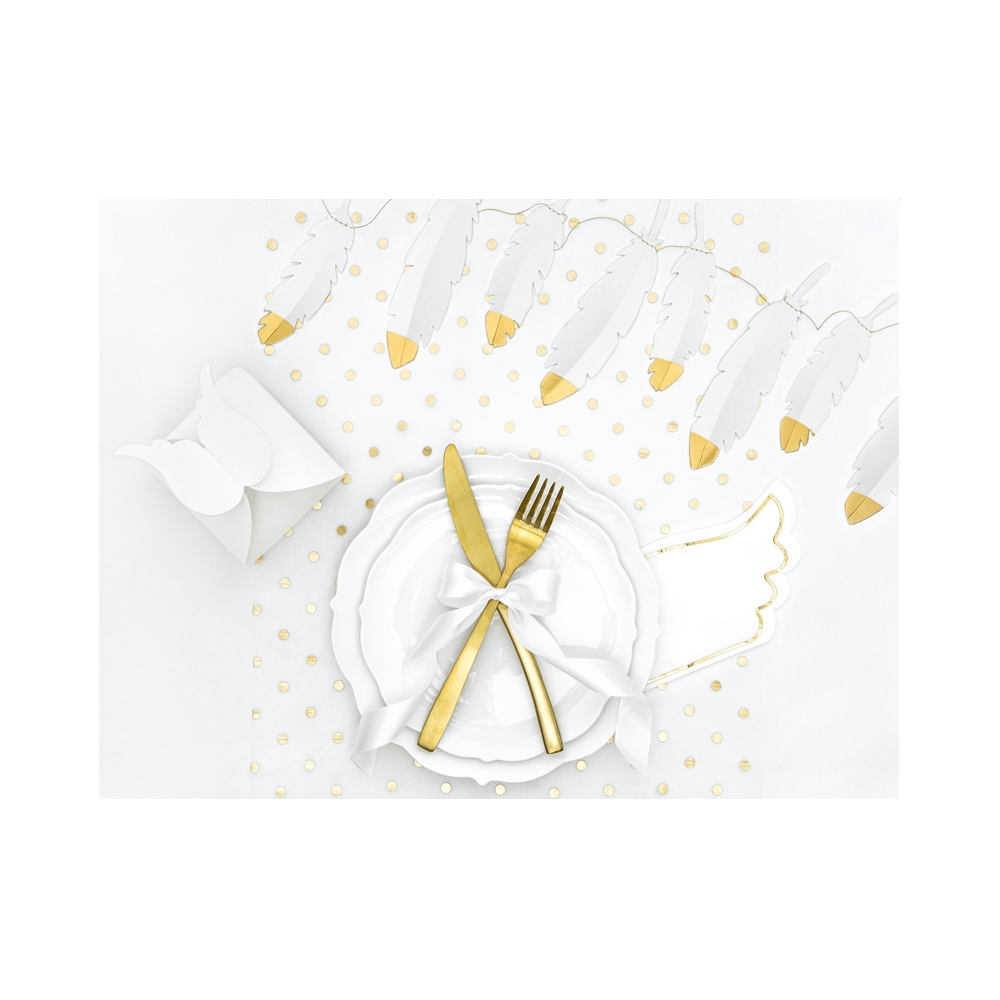 Garland Feathers, white with golden tips - 160 cm