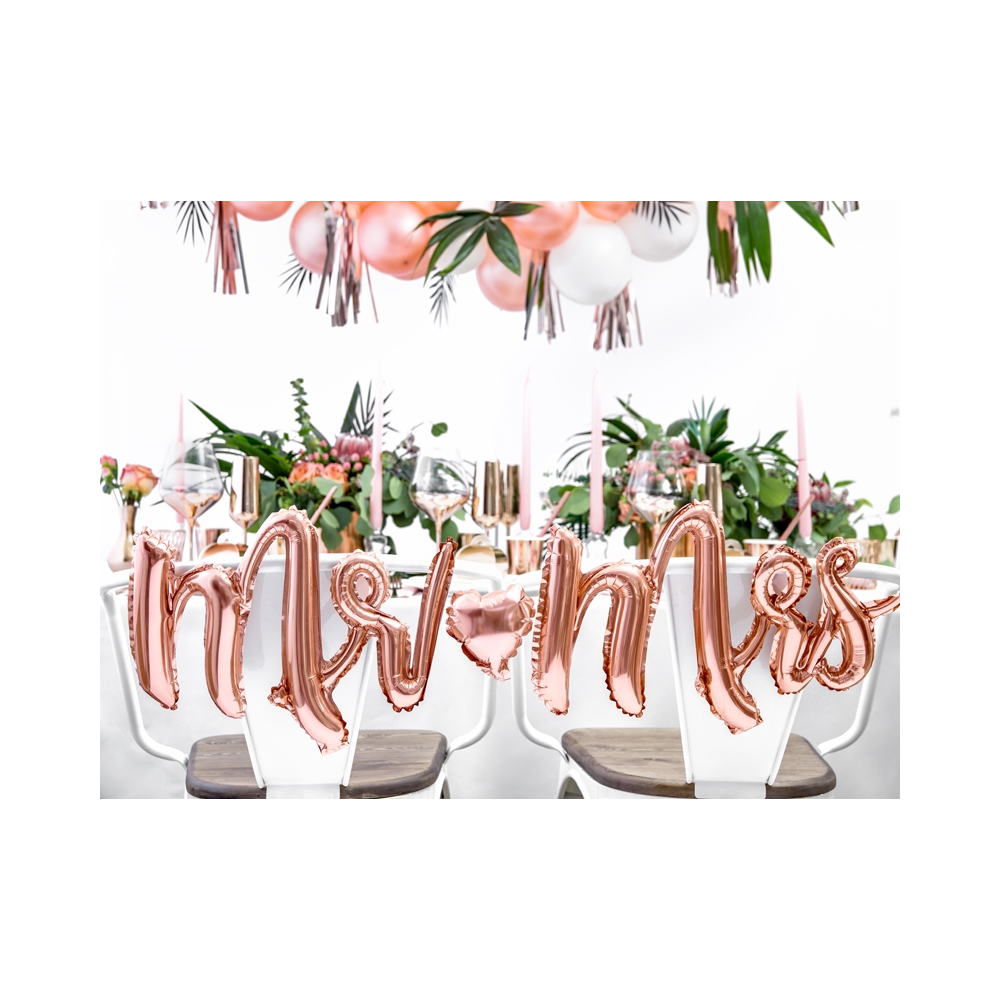 Foil balloon Mr & Mrs - rose gold, 69 x 125 cm