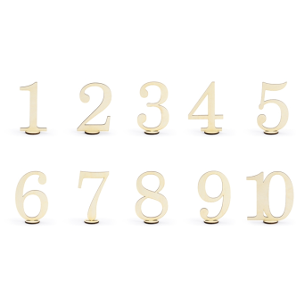 Wood table numbers, natural, 11pieces