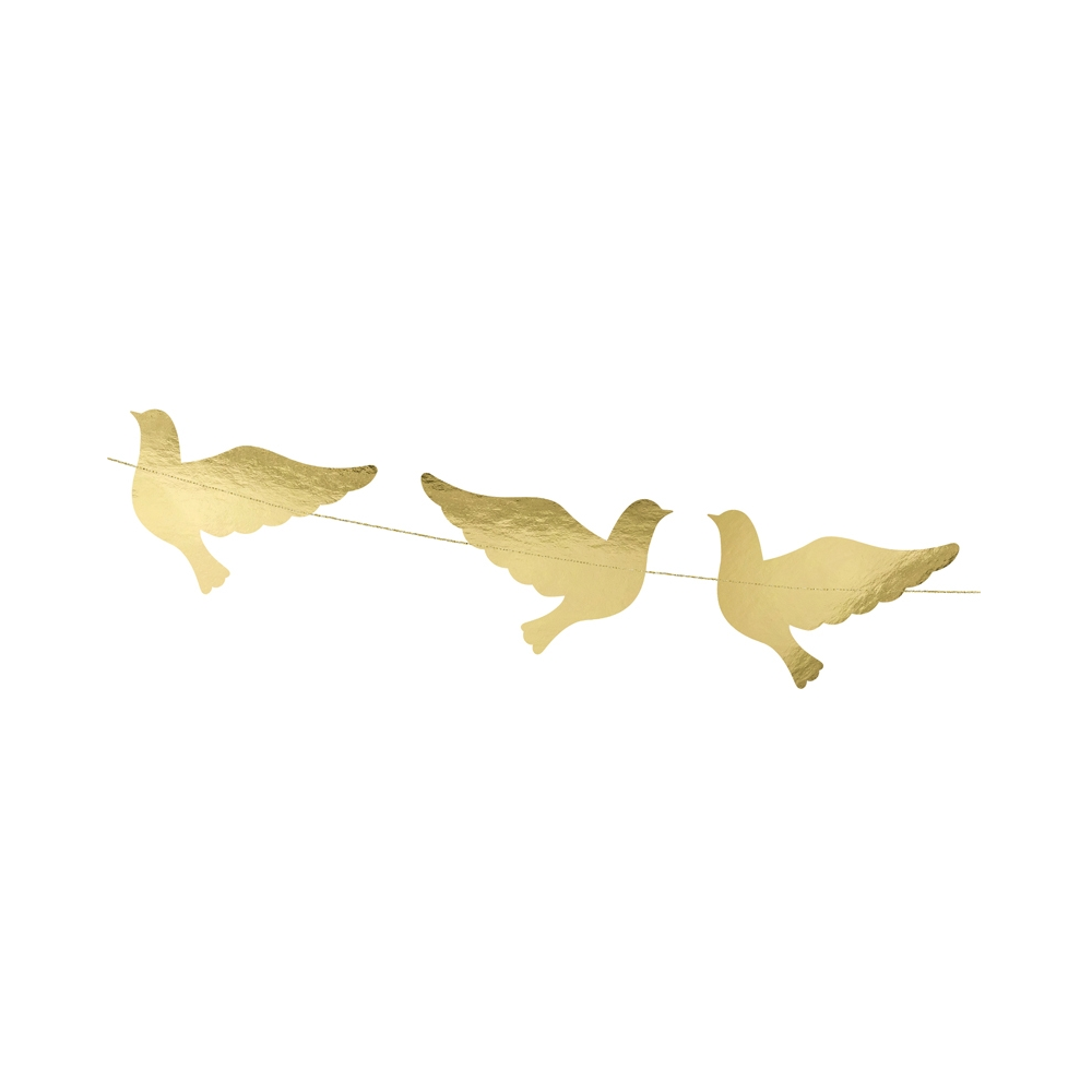 Girlanda papierowa Gołębie - złota, 86 cm